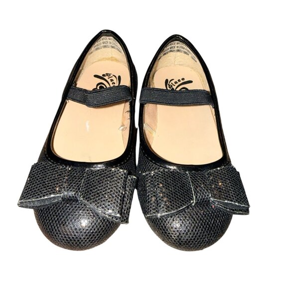 Glitter Ballet Flats shoes Holiday Christmas Black Toddler Size 7 - Picture 3 of 5